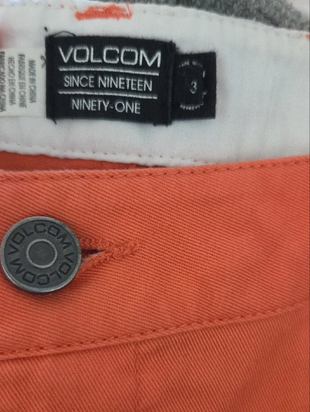 Volcom Coral-Orange Women's Jean Shorts